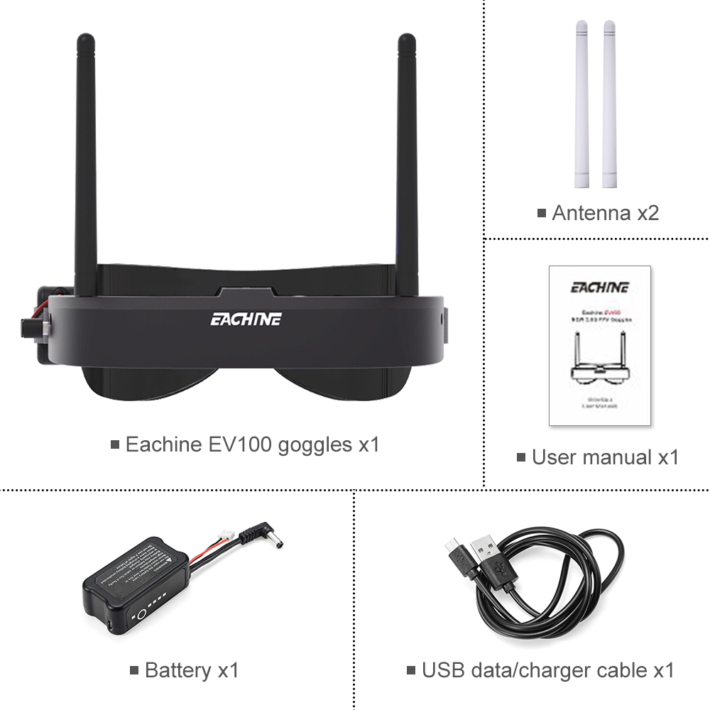 Eachine EV100 720*540 5.8G 72C - Fpv Drone Goggles ulasan dan harga