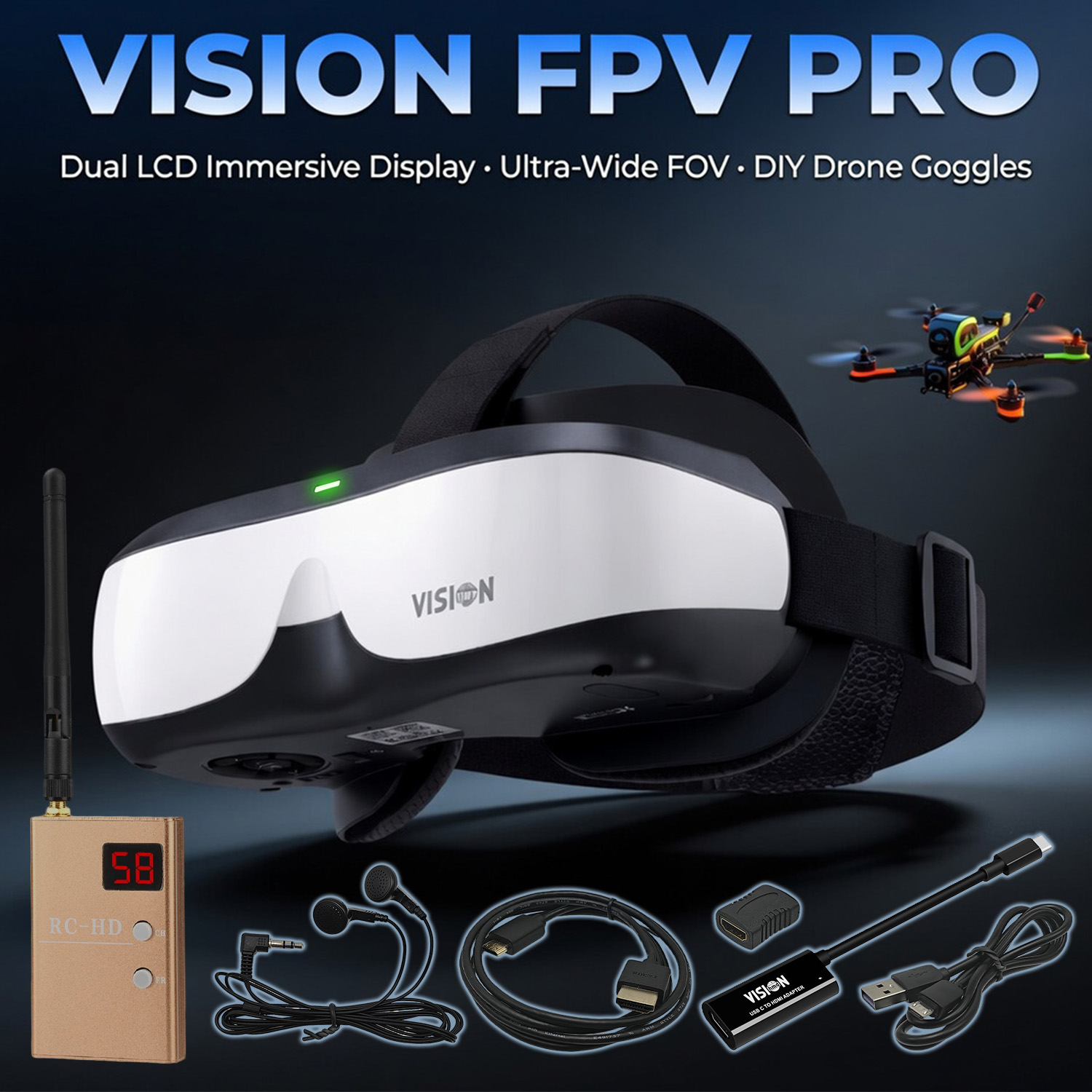 FPV Goggles, Head-Mounted Disp - Fpv Drone Goggles ulasan dan harga